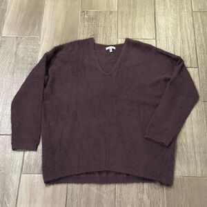 White Birch Soft Plum V-Neck Sweater